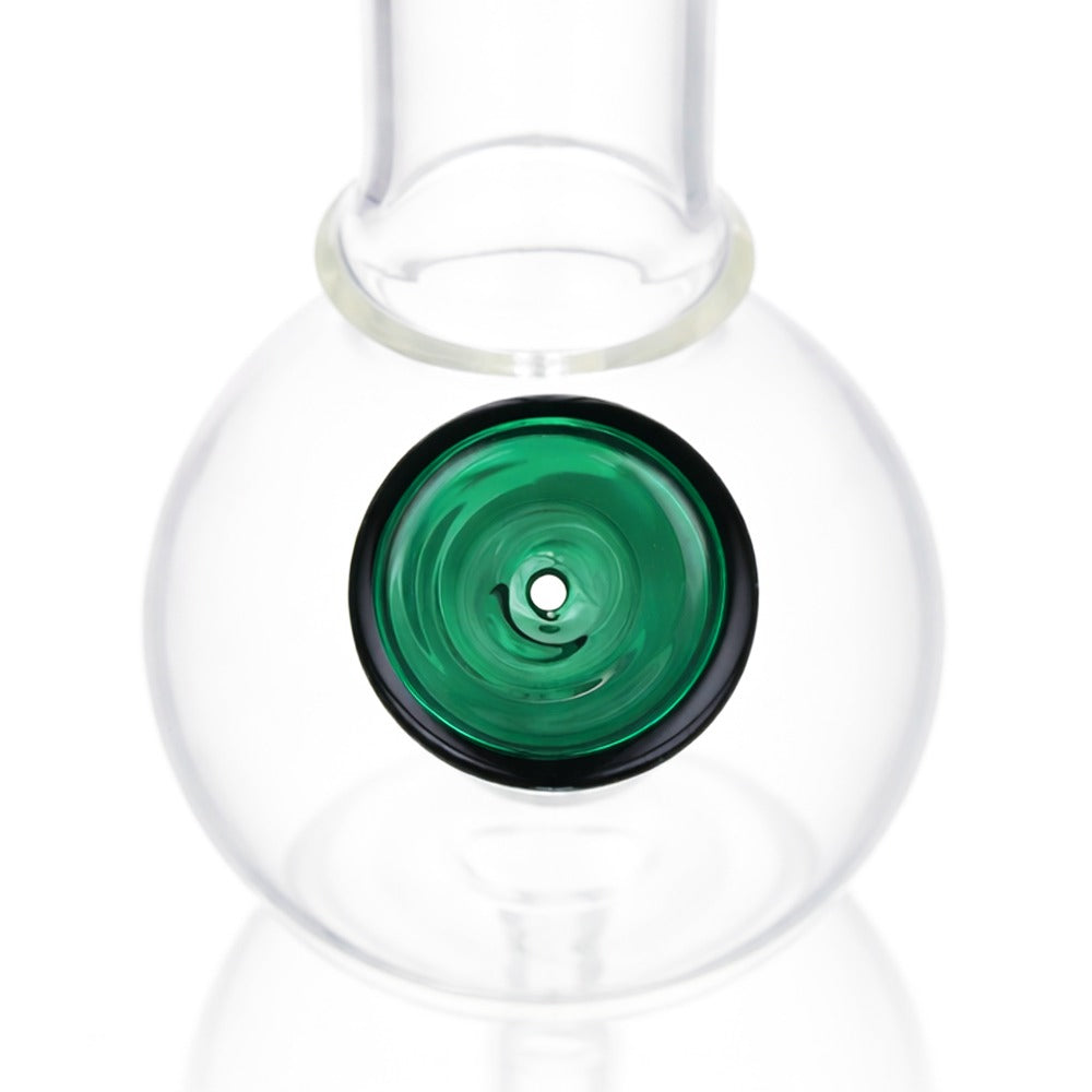 Top view of BW The Cube Glass Cone Piece 14mm Male Bowl in Teal on white background, highlighting bowl opening detail