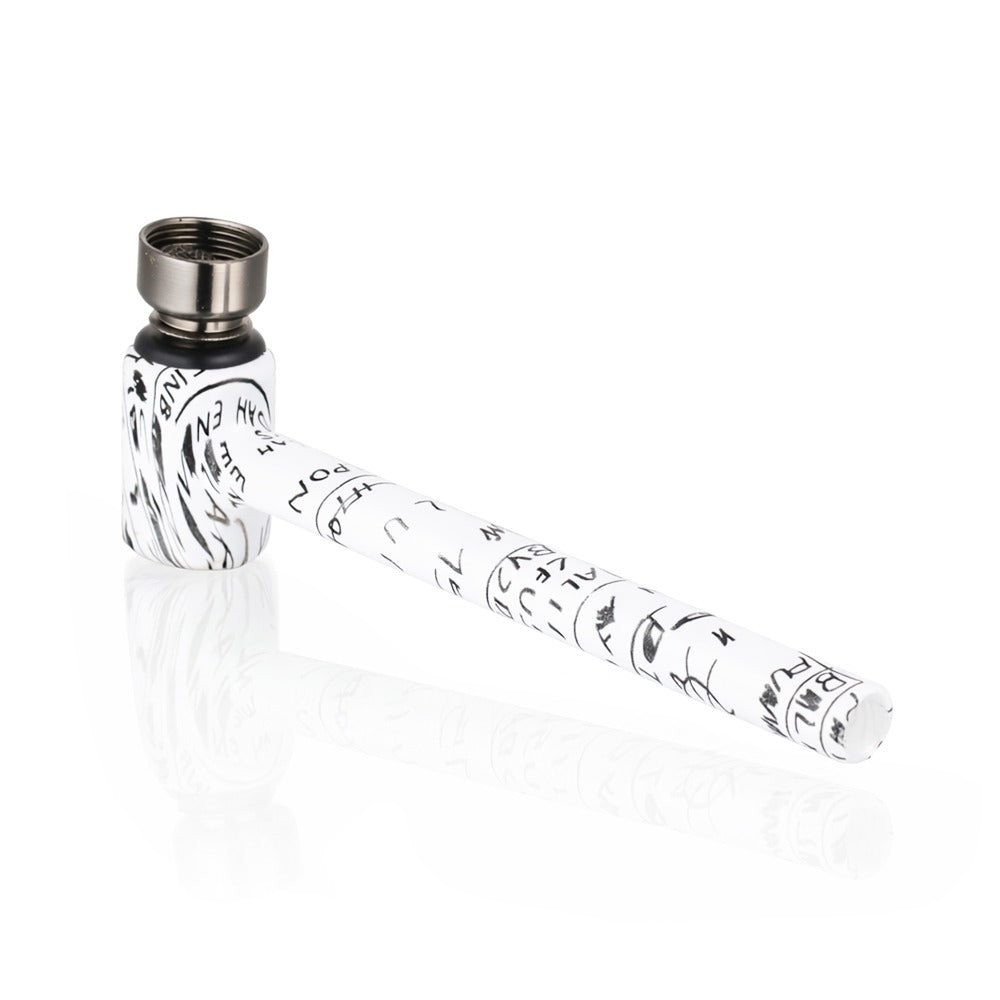 BW - Weed Pipe - 8.5cm Medium - White smoking accessory with black text on a white background
