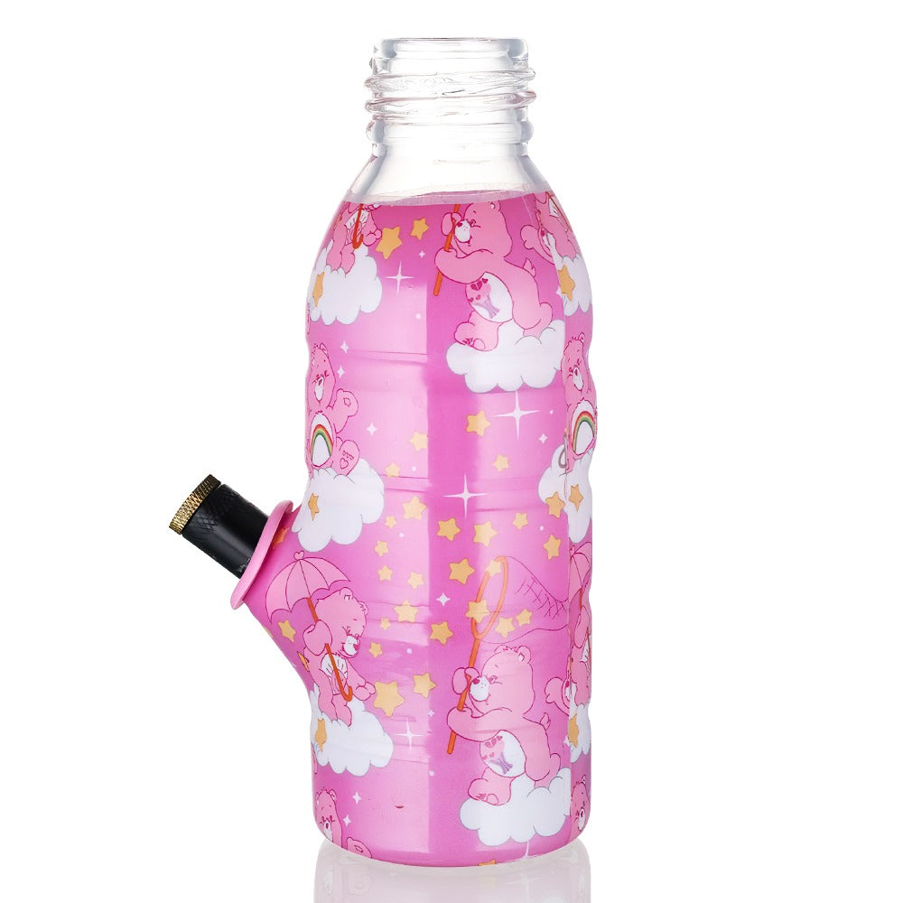 BW Mini Bottle 17.5cm Glass Bong - Care Bears Stars on full side view