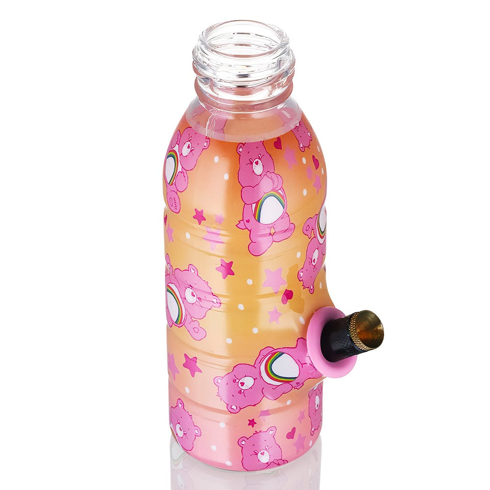 Bong Warehouse Mini Care Bears Bottle Bong 17.5cm - Sunset Fade with Black down stem on Top angled View