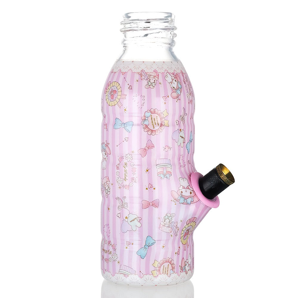 BW Mini Bottle 17.5cm Glass Bong featuring Pink Cinnamoroll cartoon characters on a white background