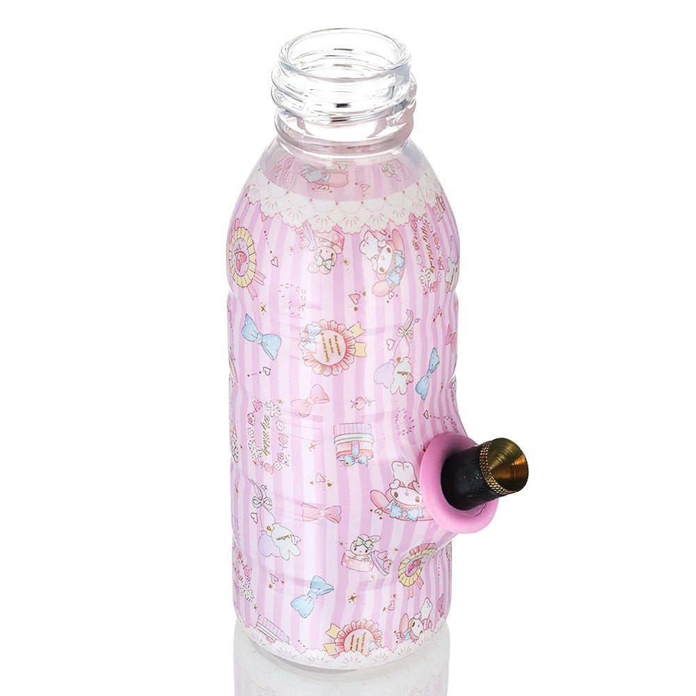 BW Mini Bottle 17.5cm Glass Bong - Pink Cinnamoroll cartoon character design on a white background