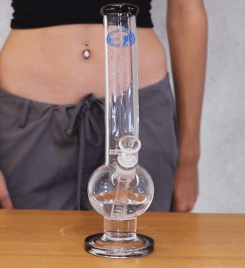 Shotties™ - 33cm Glass Bent Bubble Bong - Clear/Purple