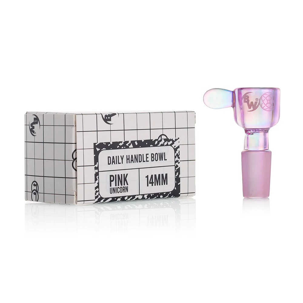 Bong Warehouse - Daily Handle (Bowl) 14mm Male - Pink Unicorn box