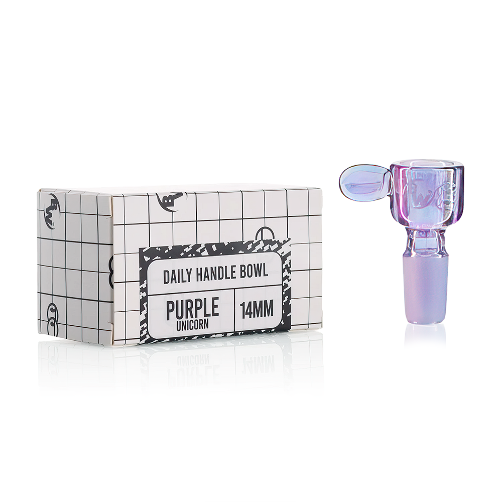 Bong Warehouse - Daily Handle (Bowl) 14mm Male - Purple Unicorn packaging