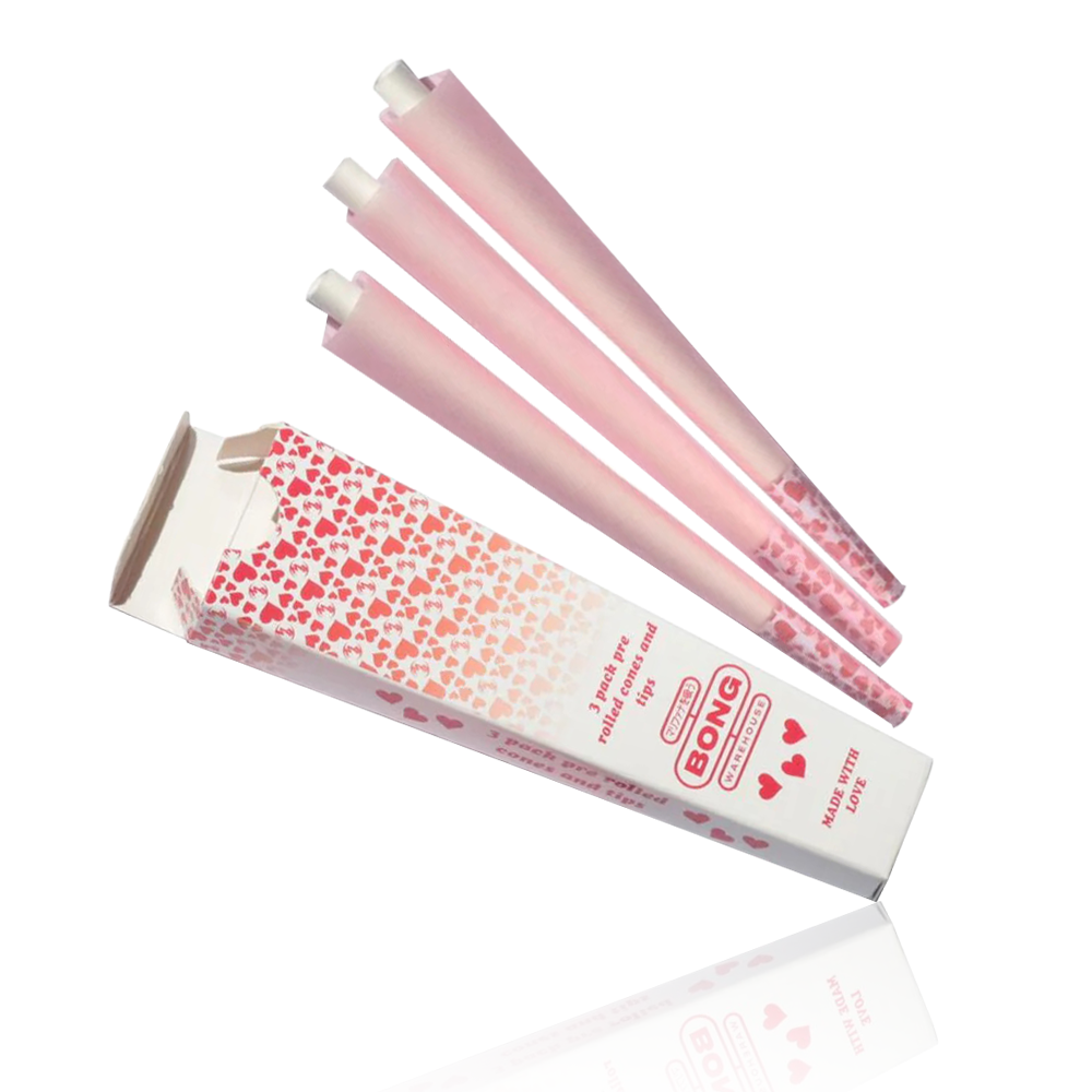 Bong Warehouse - King Sized Pre Rolled Cones - 3 Pack - Love Hearts