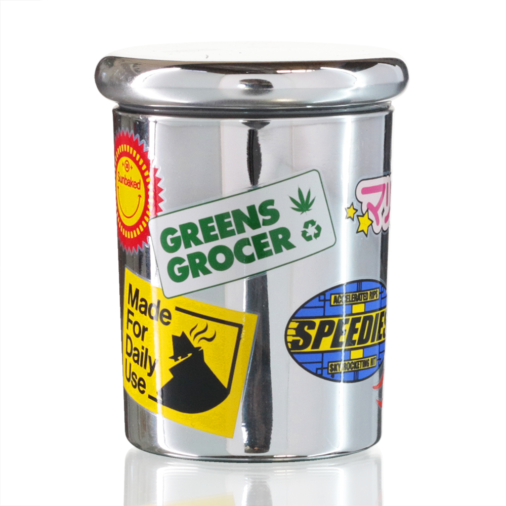 Bong Warehouse - Stash Jar - Greens Grocer - Chrome back