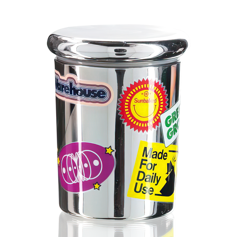 Bong Warehouse - Stash Jar - Greens Grocer - Chrome closed