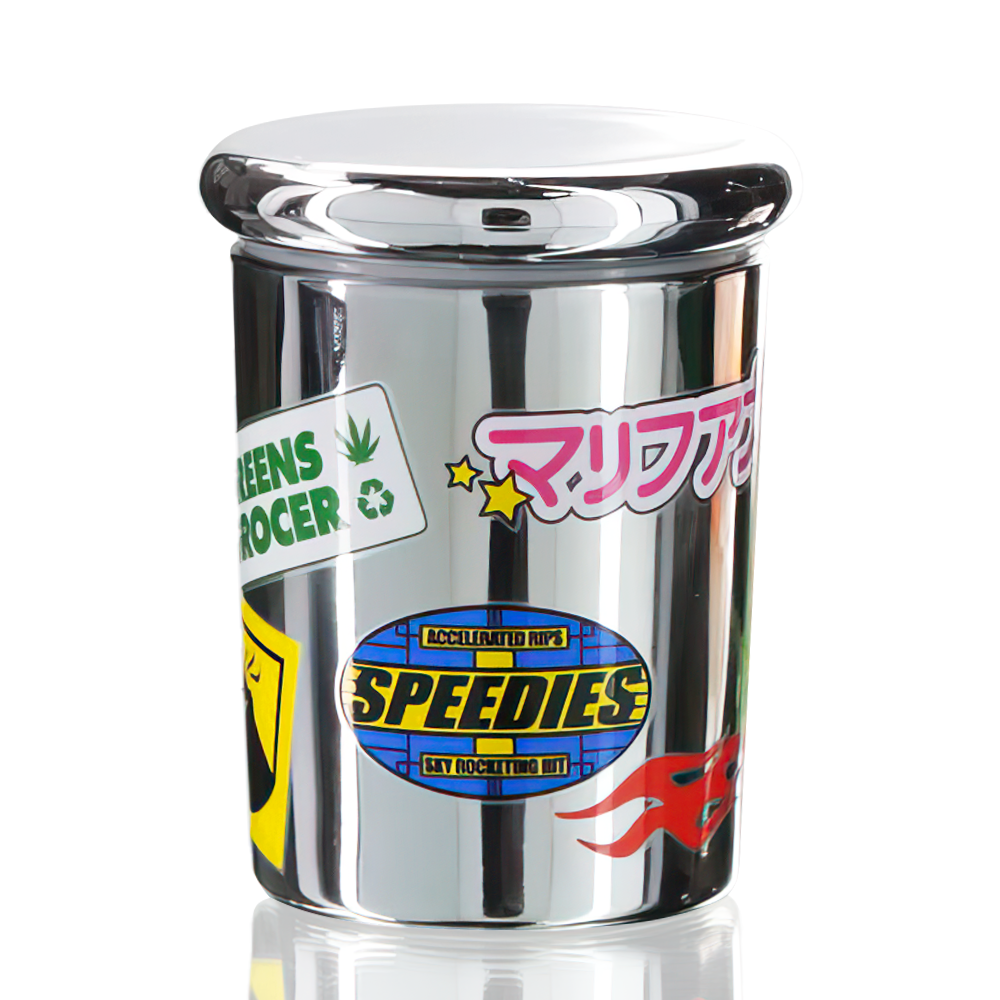 Bong Warehouse - Stash Jar - Greens Grocer - Chrome closed back