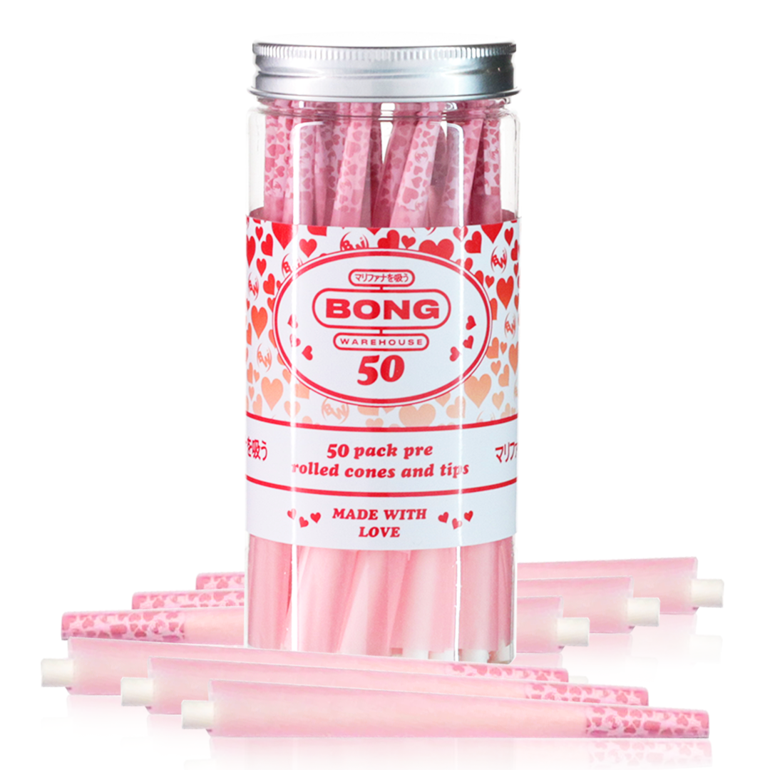 Bong Warehouse - King Sized Pre Rolled Cones - 50 Pack - Love Hearts