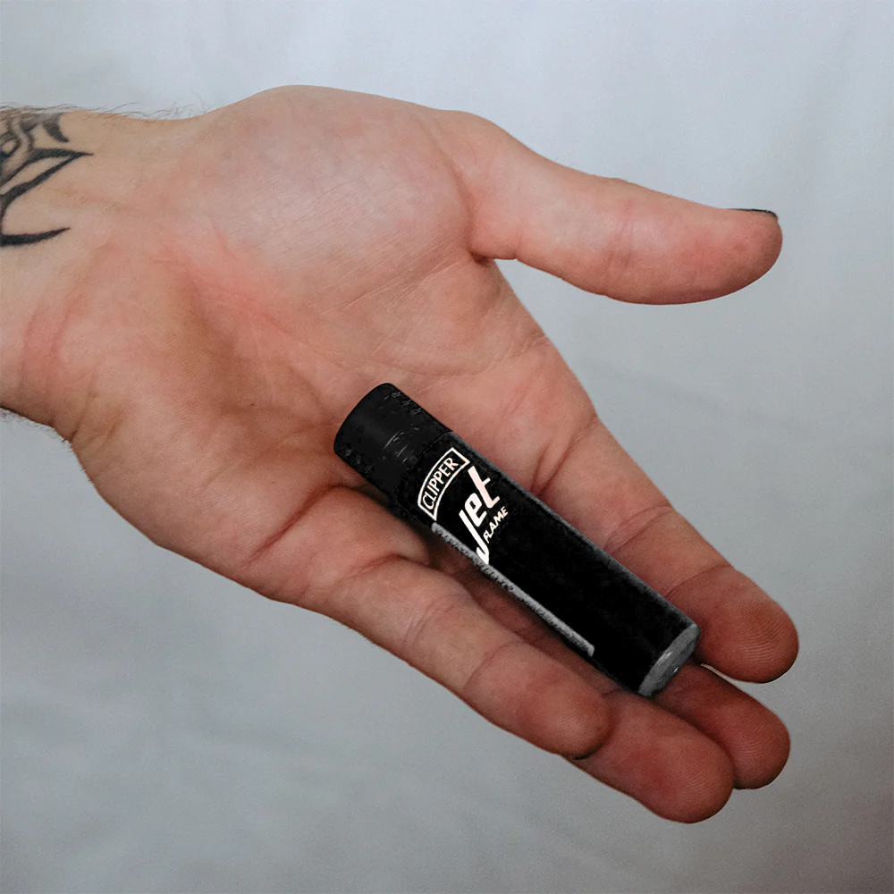Clipper Jet Flame Lighter Large Shiny - Black