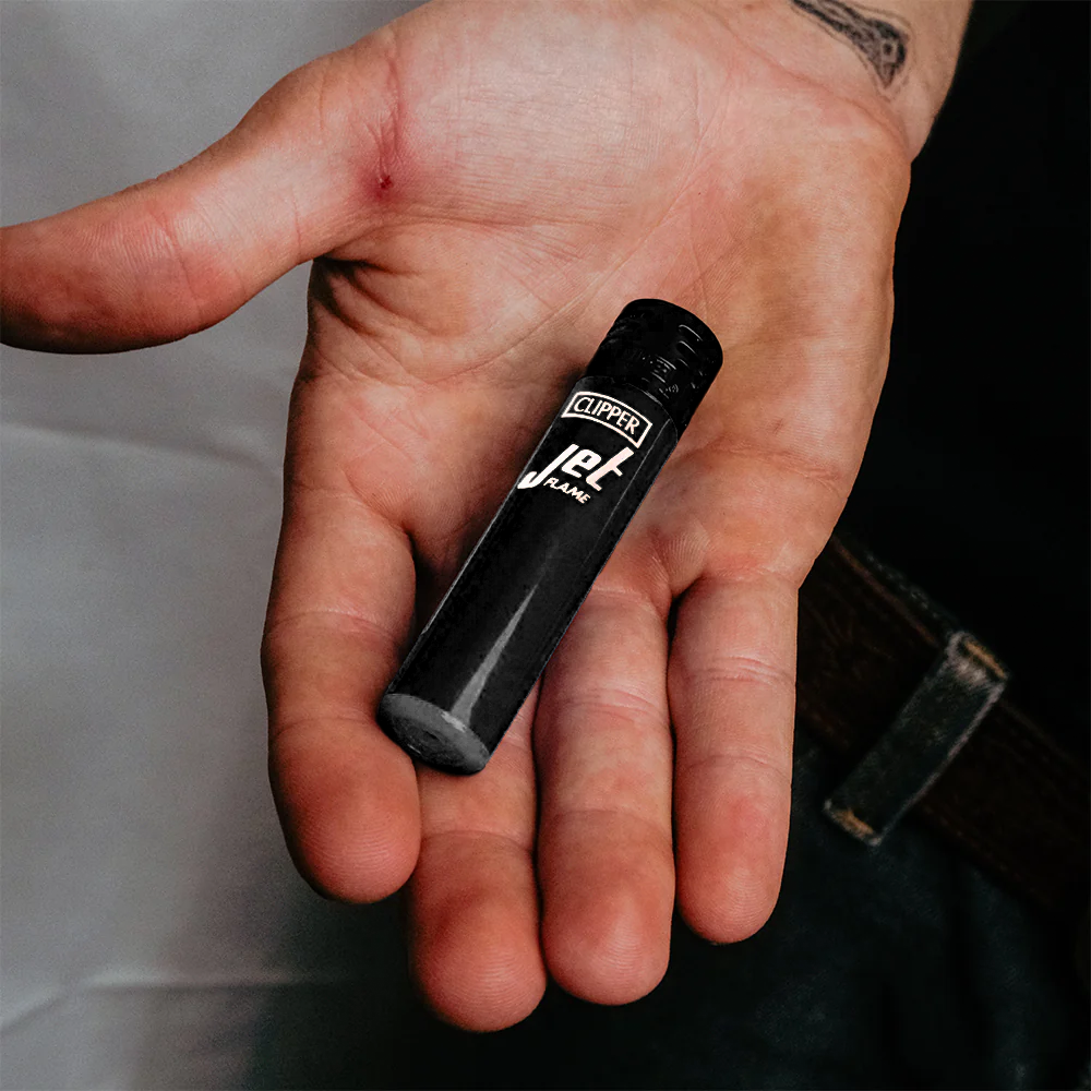 Clipper Jet Flame Lighter Large Shiny - Black