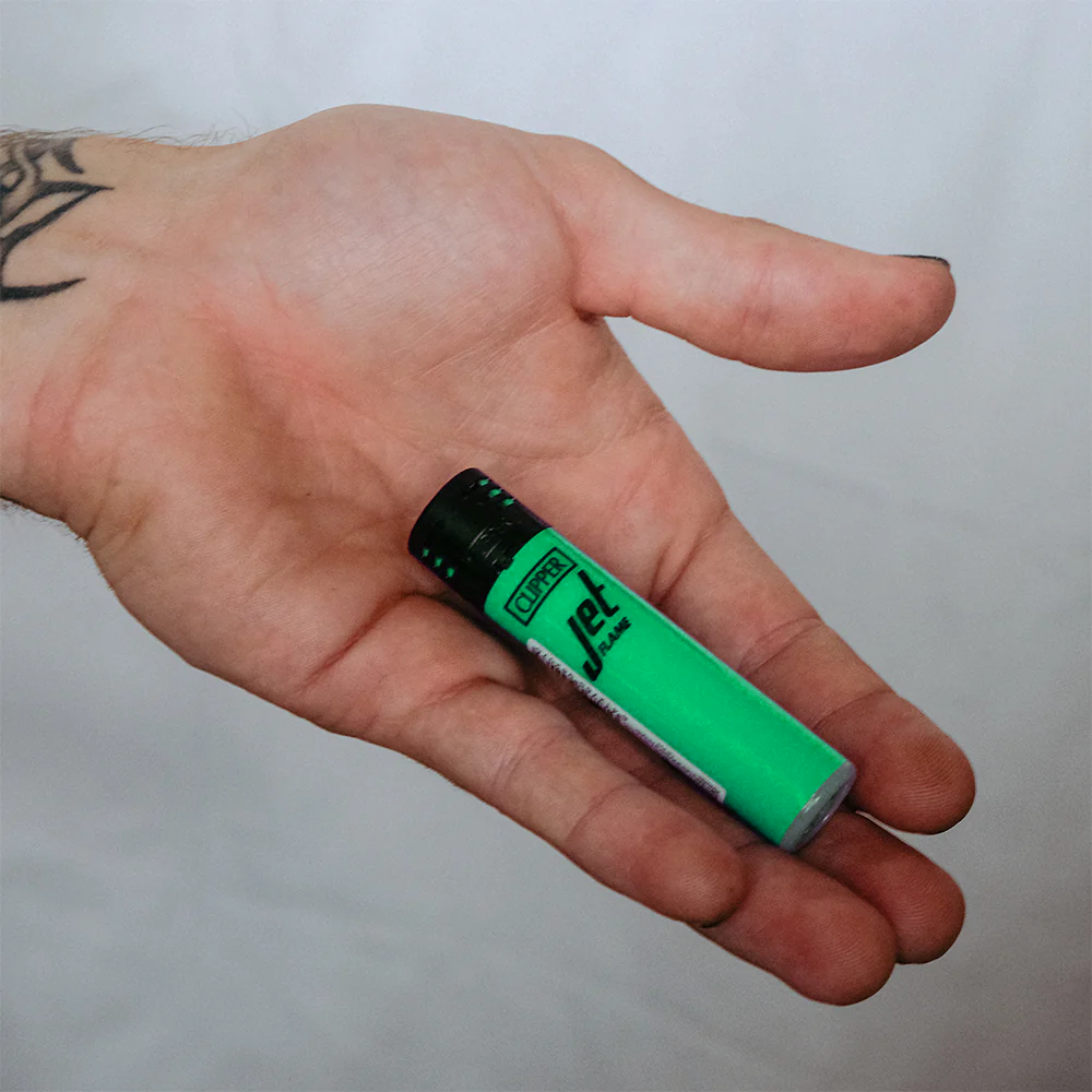 Clipper Jet Flame Lighter Large Shiny - Green