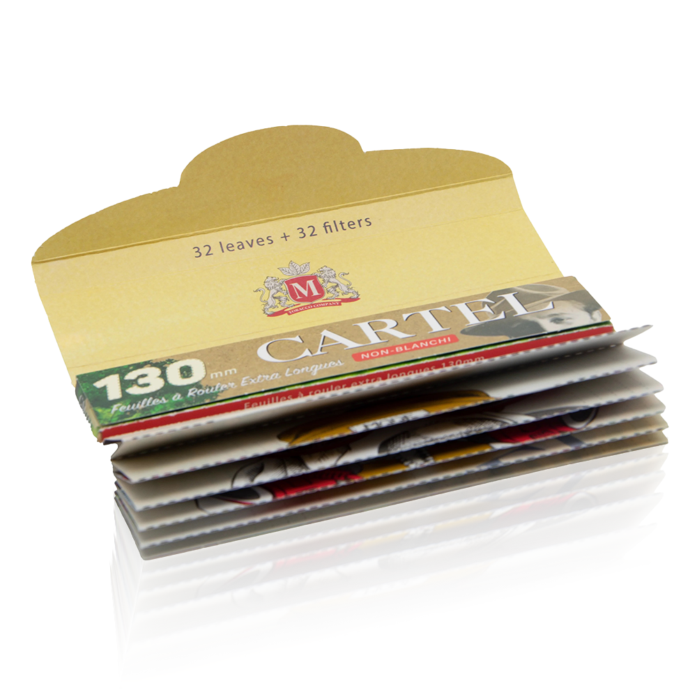 Cartel - Extra Long 130mm Unbleached Rolling Papers + Tips folded