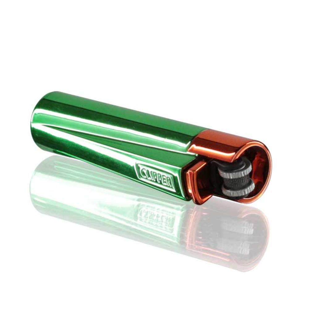 Clipper - Large Metal Refillable Lighter - Green/Safari