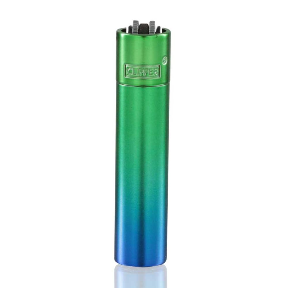 Clipper - Large Metal Refillable Lighter - Green/Peacock
