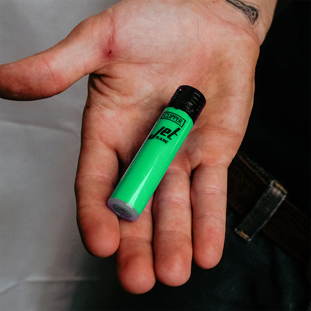Clipper Jet Flame Lighter Large Shiny - Green