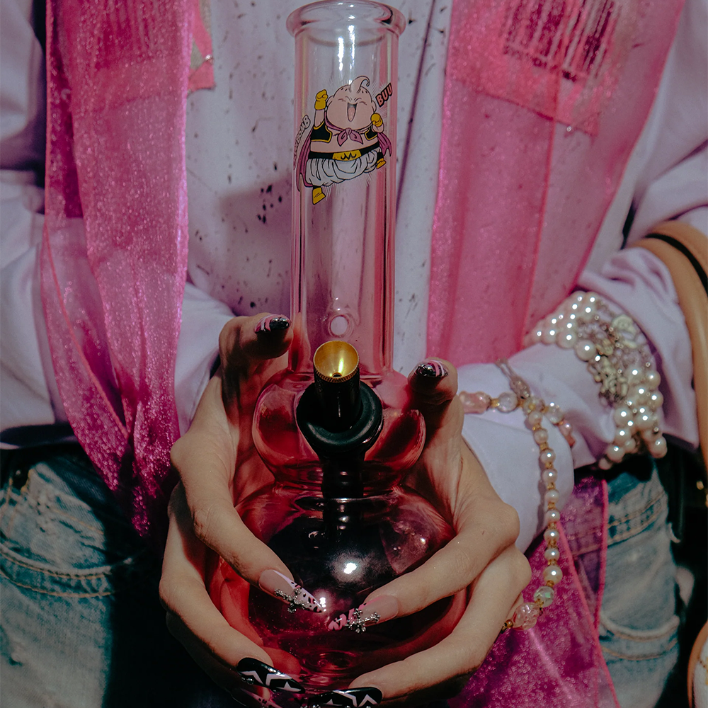 BW - Double Bubble 26cm Glass Bong - Pink Fade Buu