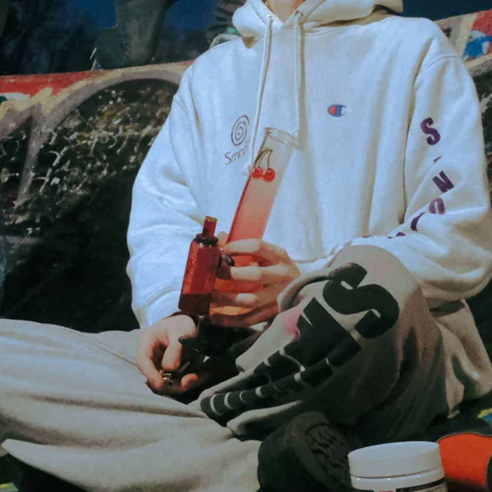 BW - Double Chamber 30cm Glass Bong - Pink Cherry Bomb