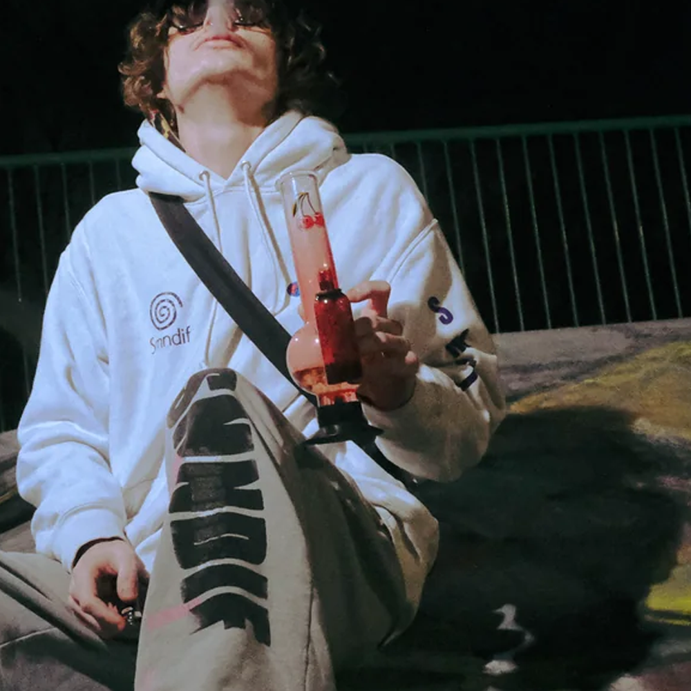 BW - Double Chamber 30cm Glass Bong - Pink Cherry Bomb