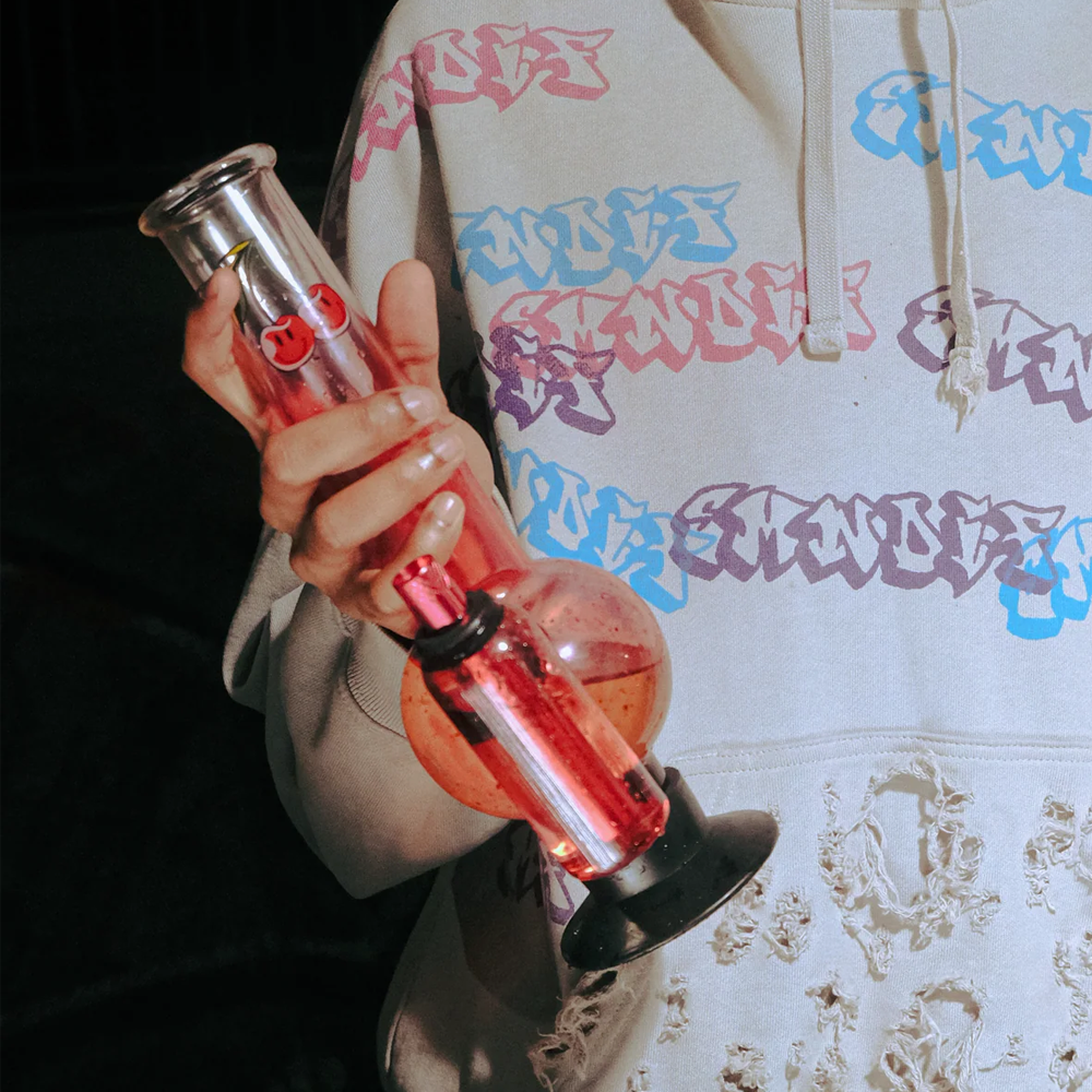 BW - Double Chamber 30cm Glass Bong - Pink Cherry Bomb