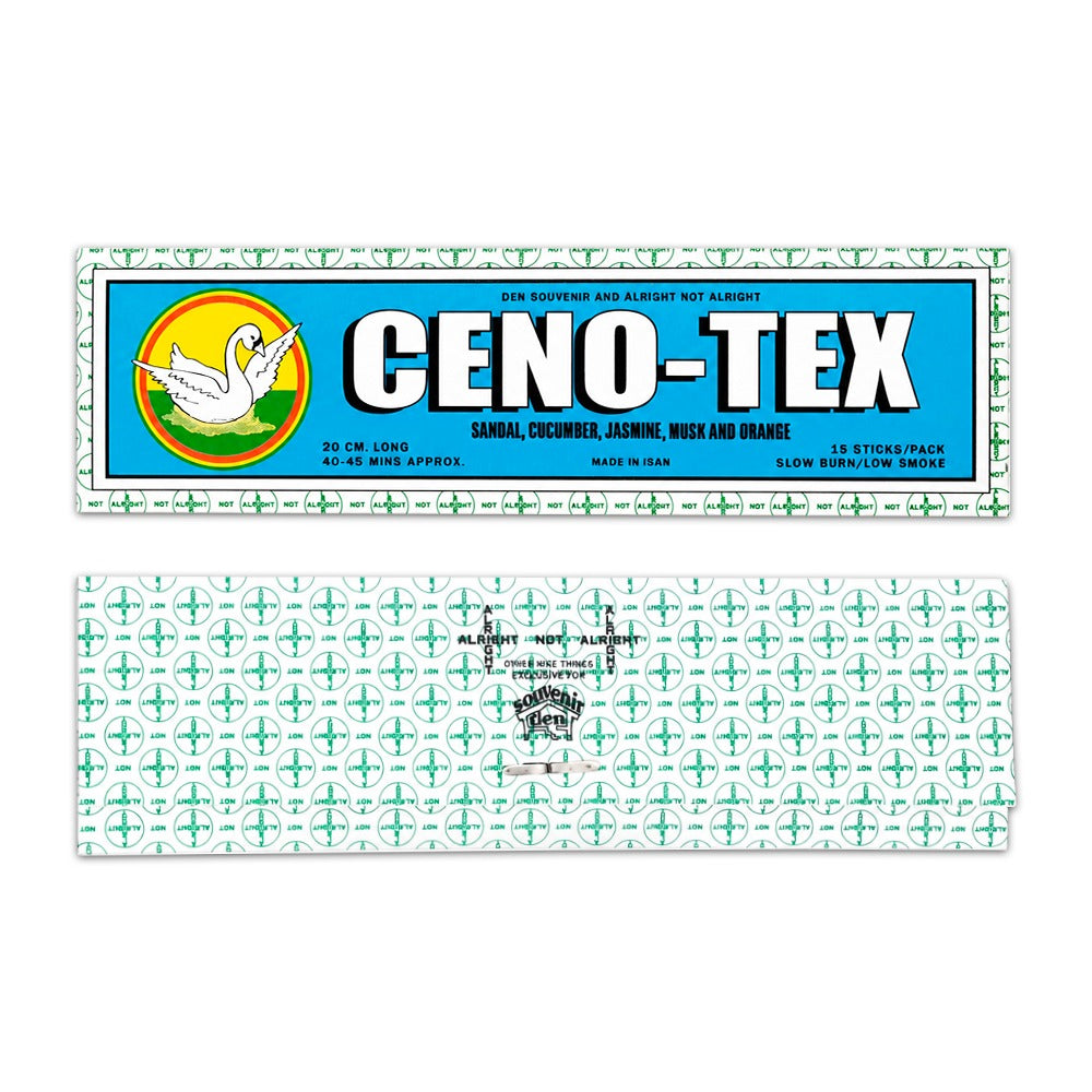 Ceno-Tex long stick incense by Alright Not Alright x DEN - sandalwood, cucumber, jasmine, musk and orange scent, 20cm slow-burn sticks