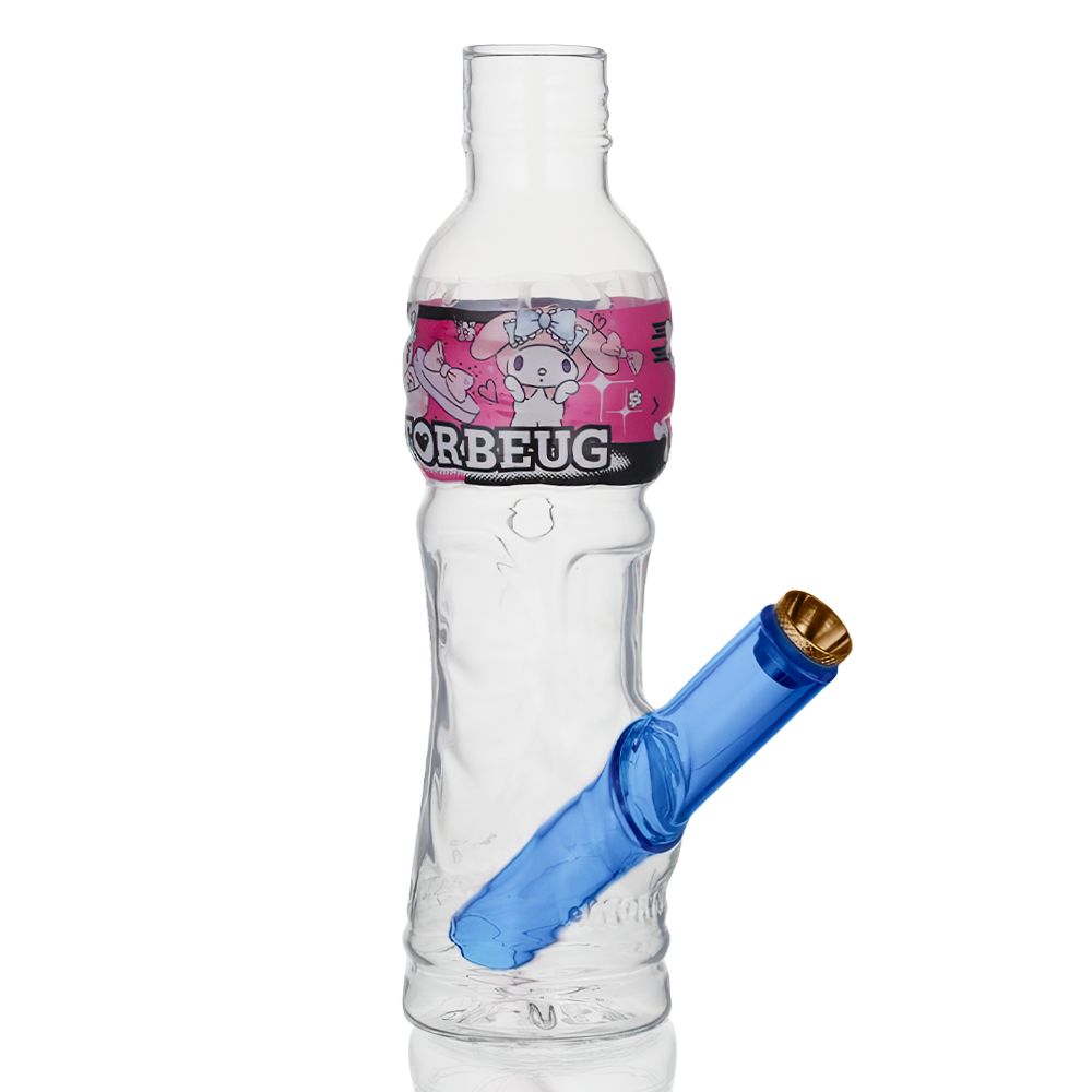 Gatorbeug Cinnamoroll G3 Mini Glass Bottle Bong 18.5cm - Blue downstem in full front view