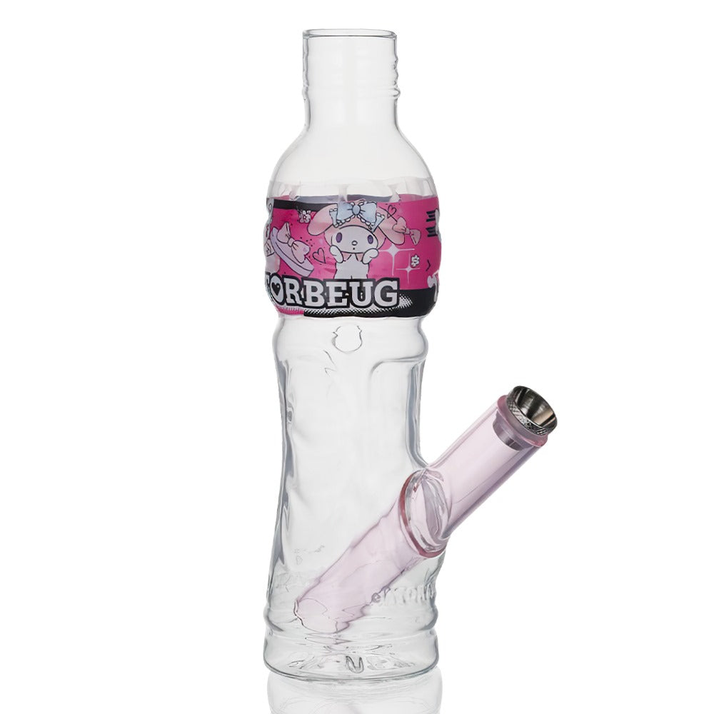 Gatorbeug Cinnamoroll G3 Mini Glass Bottle Bong 18.5cm - Pink featuring whole front view on a white background