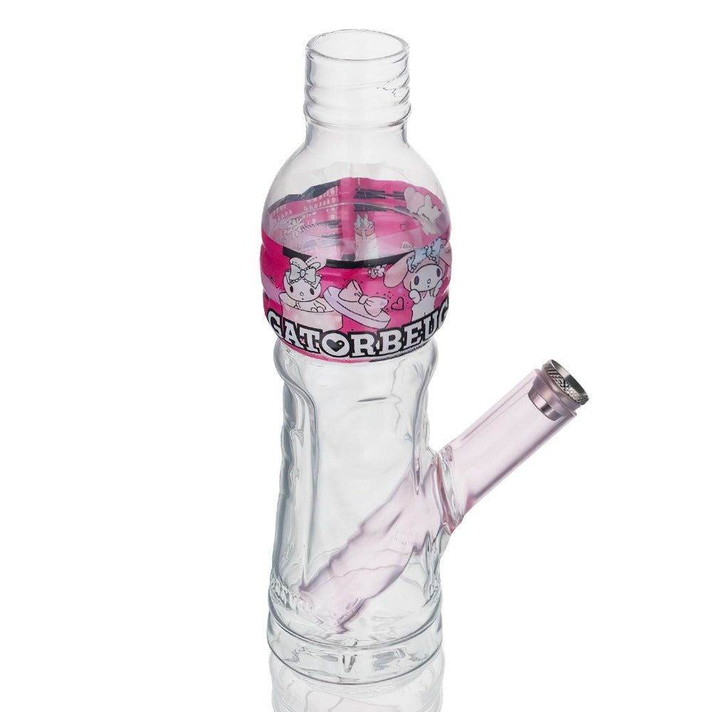 Gatorbeug Cinnamoroll G3 Mini Glass Bottle Bong 18.5cm - Pink on an Angled top view