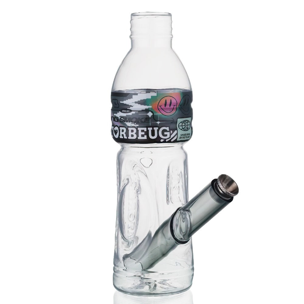 Gatorbeug G2 Mini Glass Bottle Bong 18.5cm with Grey down stem on a white background