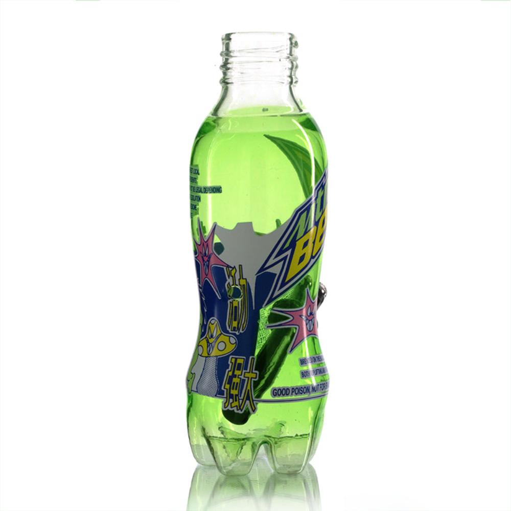 Gatorbeug MTN Beug Glass Bottle Bong 23cm - Green on a full back view featuring cartoon characters.