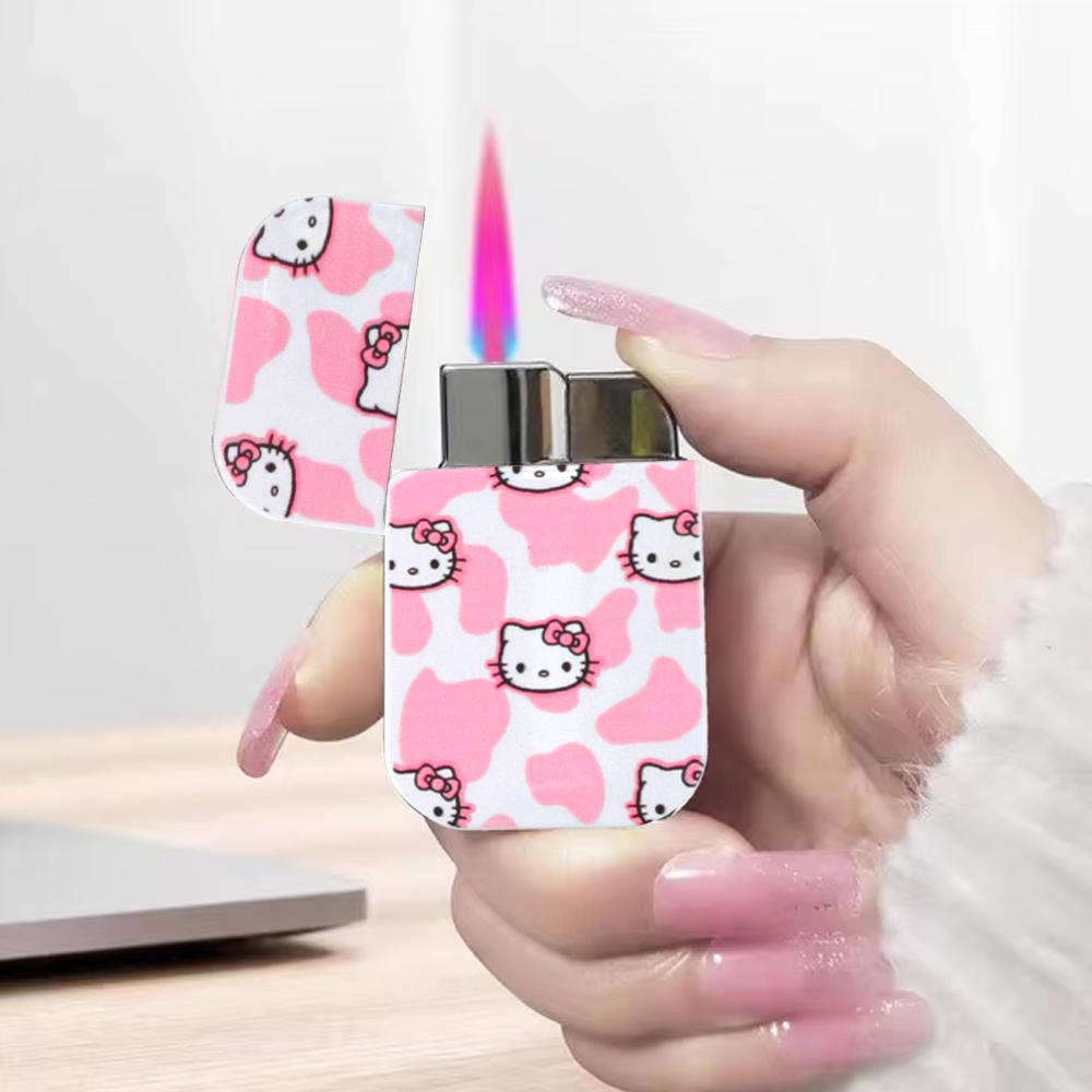 BW - Hello Kitty - Jet Lighter - White with Pink Pattern