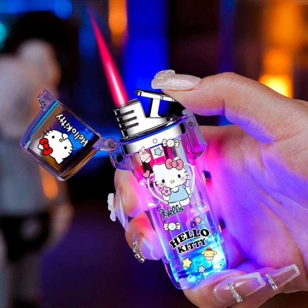 Hello Kitty - Multi Kitty Jet Lighter - Transparent Clear in use