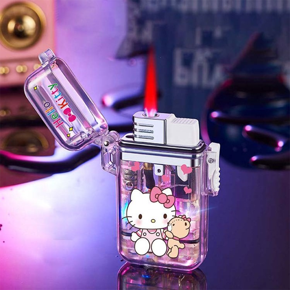 Hello Kitty - Pink Hearts Jet Lighter Short - Transparent Clear standing