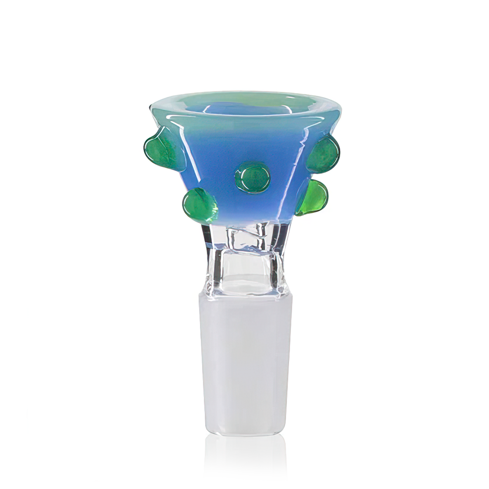 Lucky Goat - Glass Cone Piece (Bowl) 14mm Male - Blue/Teal Bubbler front