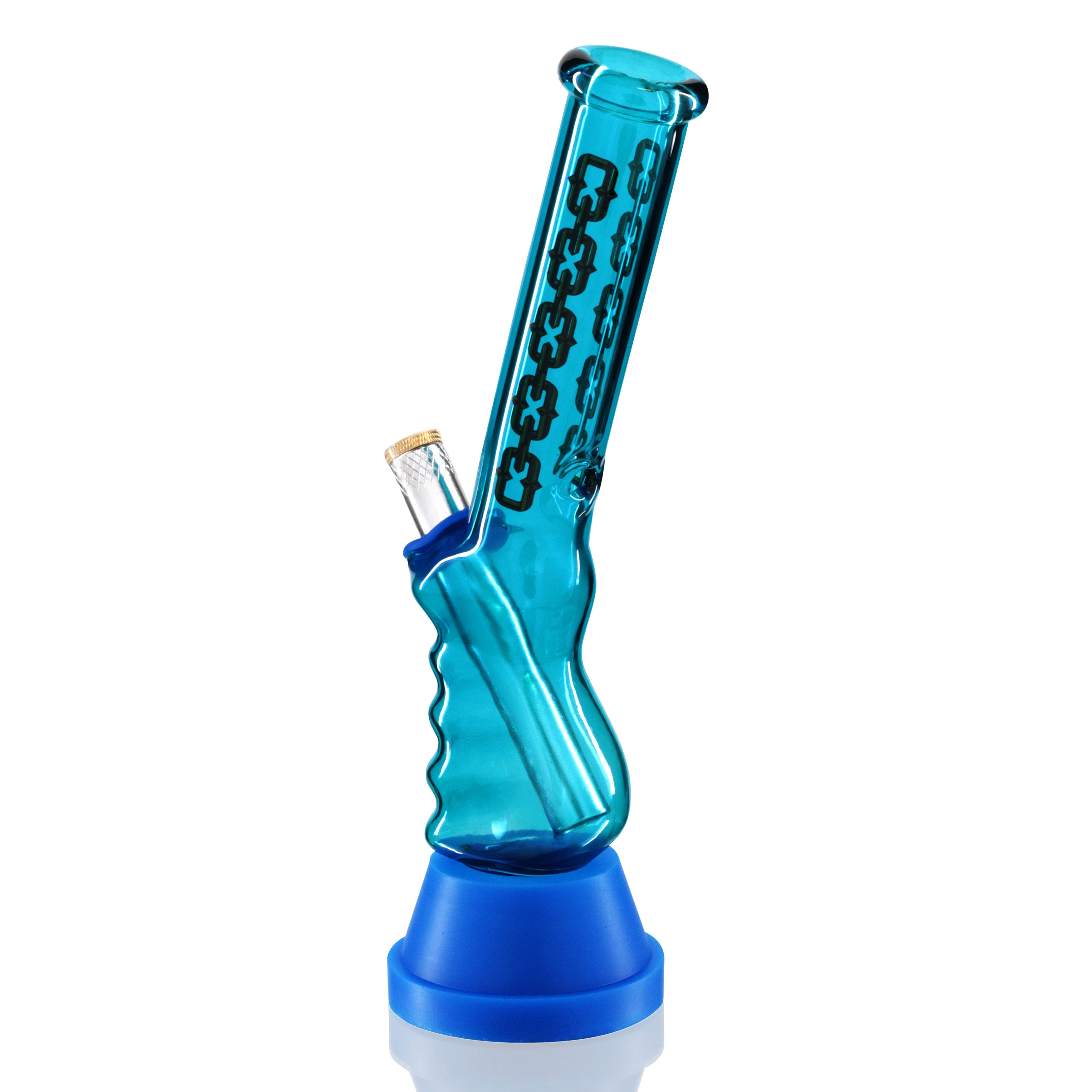 Mini Glass 20cm Gripper Bong - Blue Hard Chain right