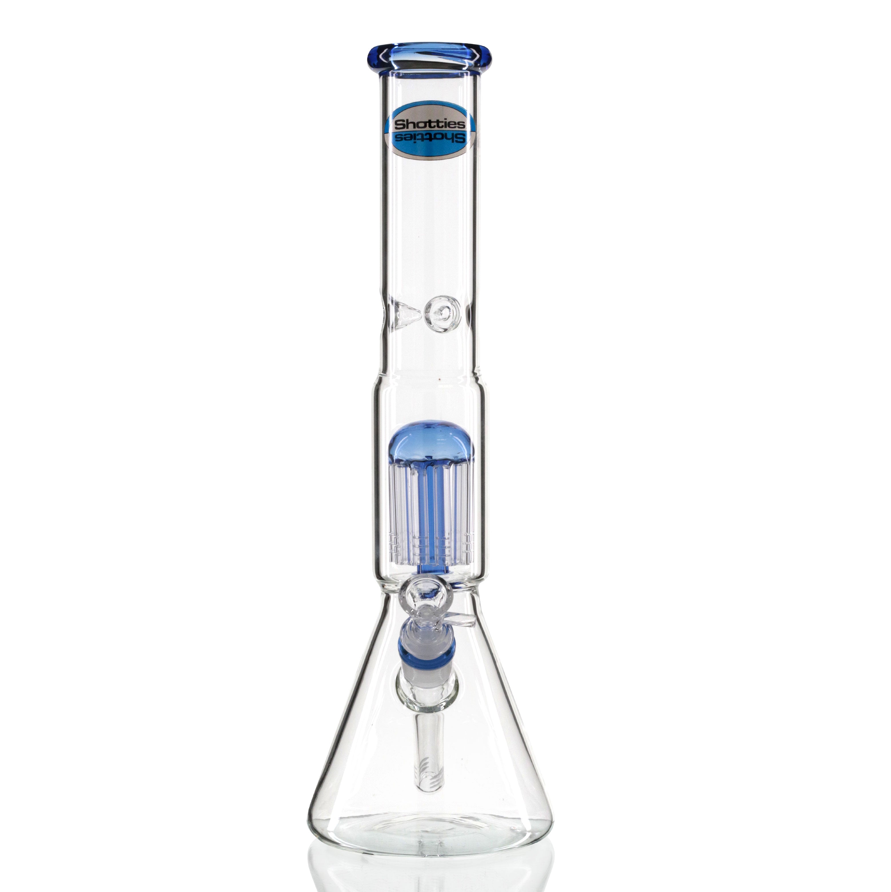 Shotties 40cm Glass Multi Arm Perc Beaker Bong - Clear/Blue front