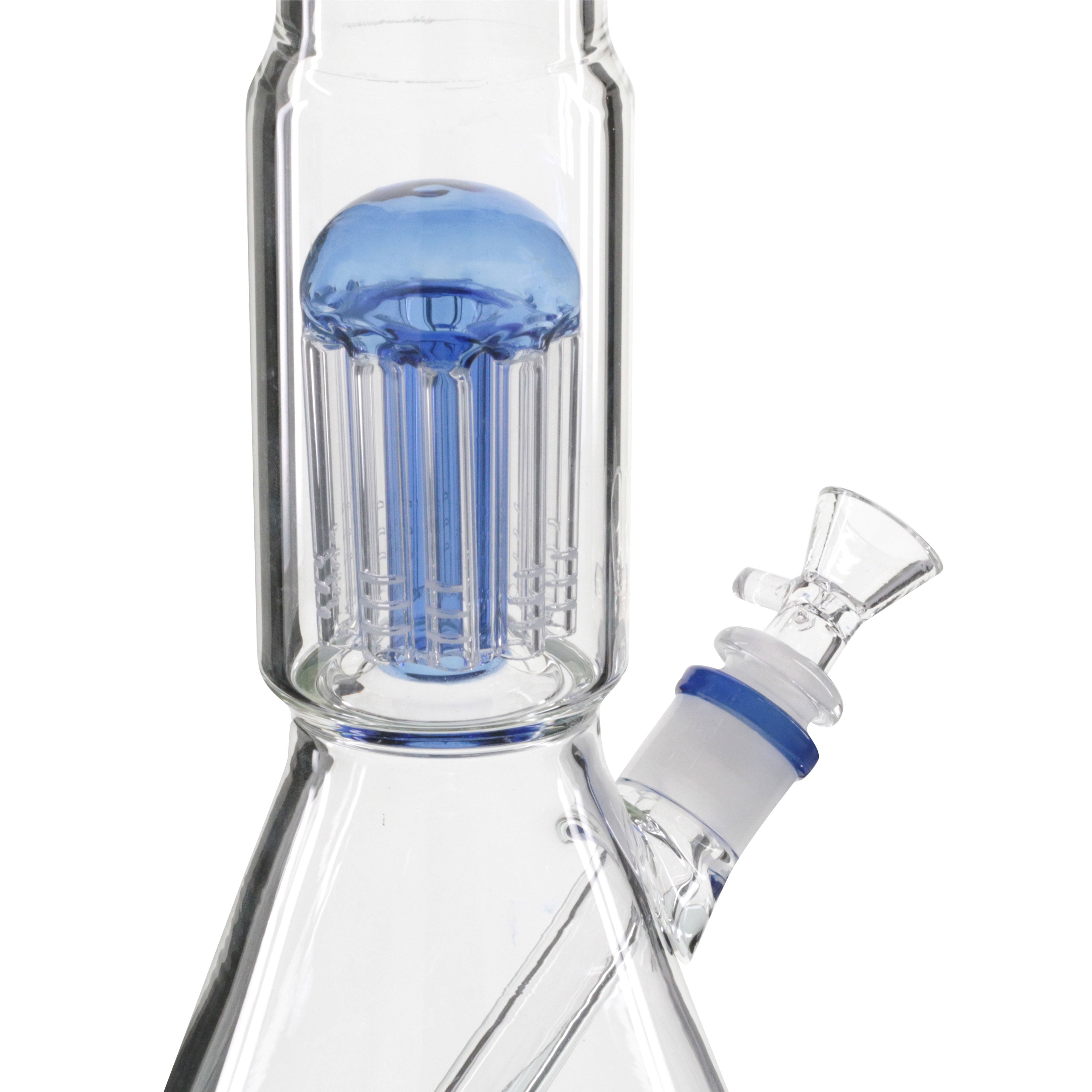 Shotties 40cm Glass Multi Arm Perc Beaker Bong - Clear/Blue close up bowl