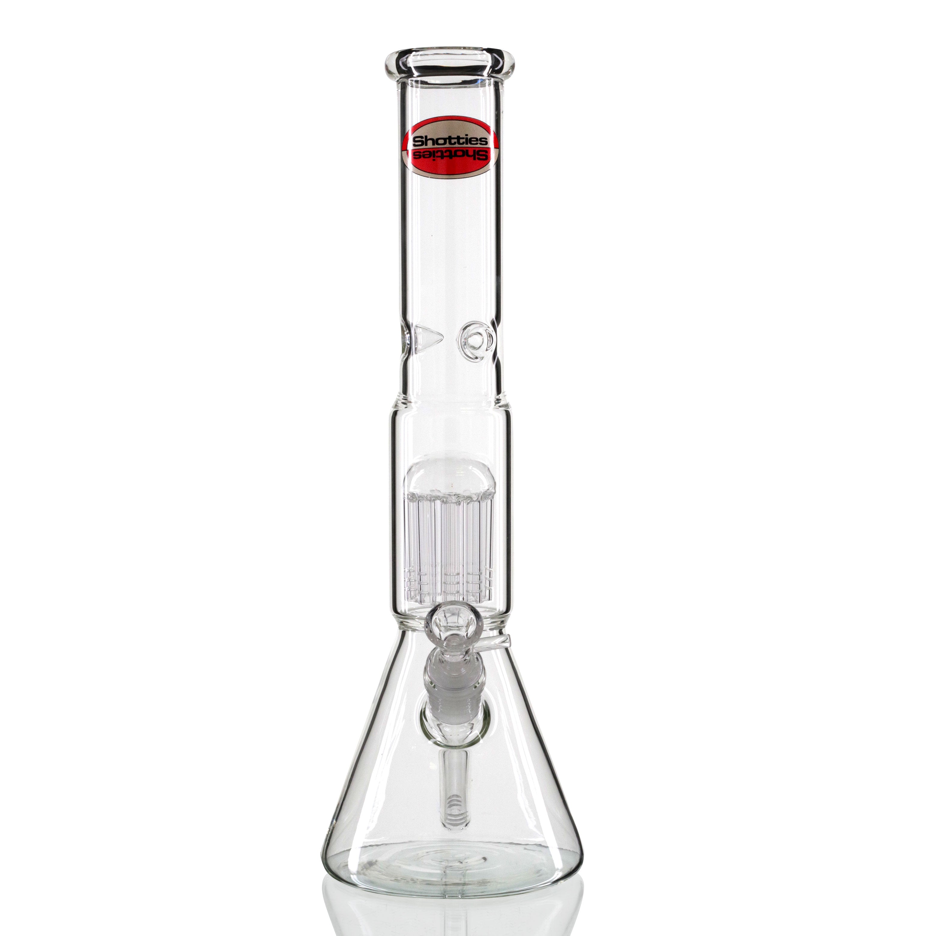 Shotties 40cm Glass Multi Arm Perc Beaker Bong - Clear front