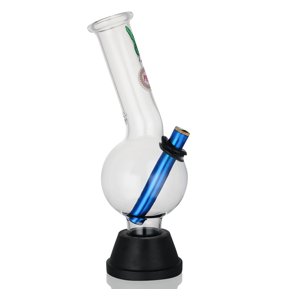 Mini 25cm Glass Bent Bubble Bong – Random Colour - Side View