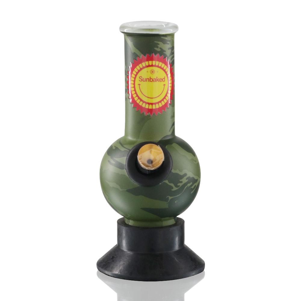 Mini Bubble 17cm Glass Bong - Camo Sunbaked front