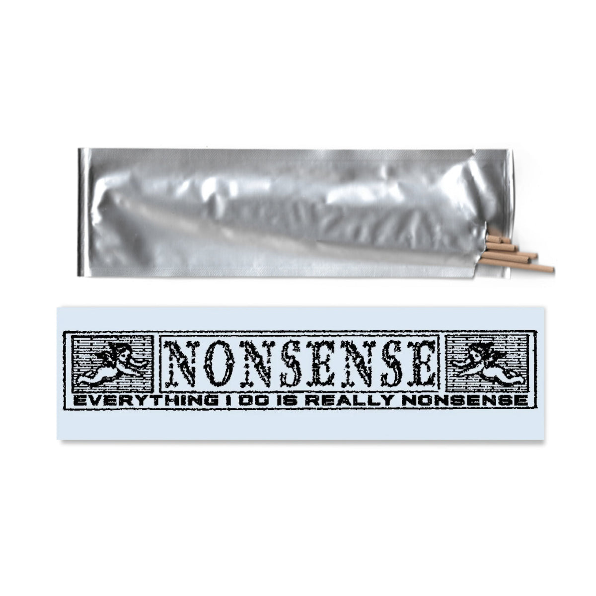 Nonsense long stick incense pack with sticks laid beside it | Bong Warehouse