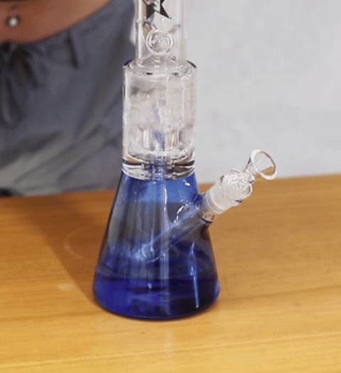 Shotties™ - 33cm Perk Pillar Glass Beaker Bong - Clear/Blue