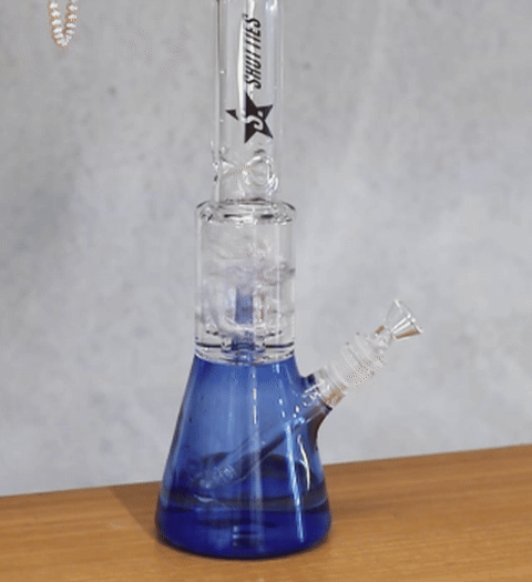 Shotties™ - 33cm Perk Pillar Glass Beaker Bong - Clear/Blue