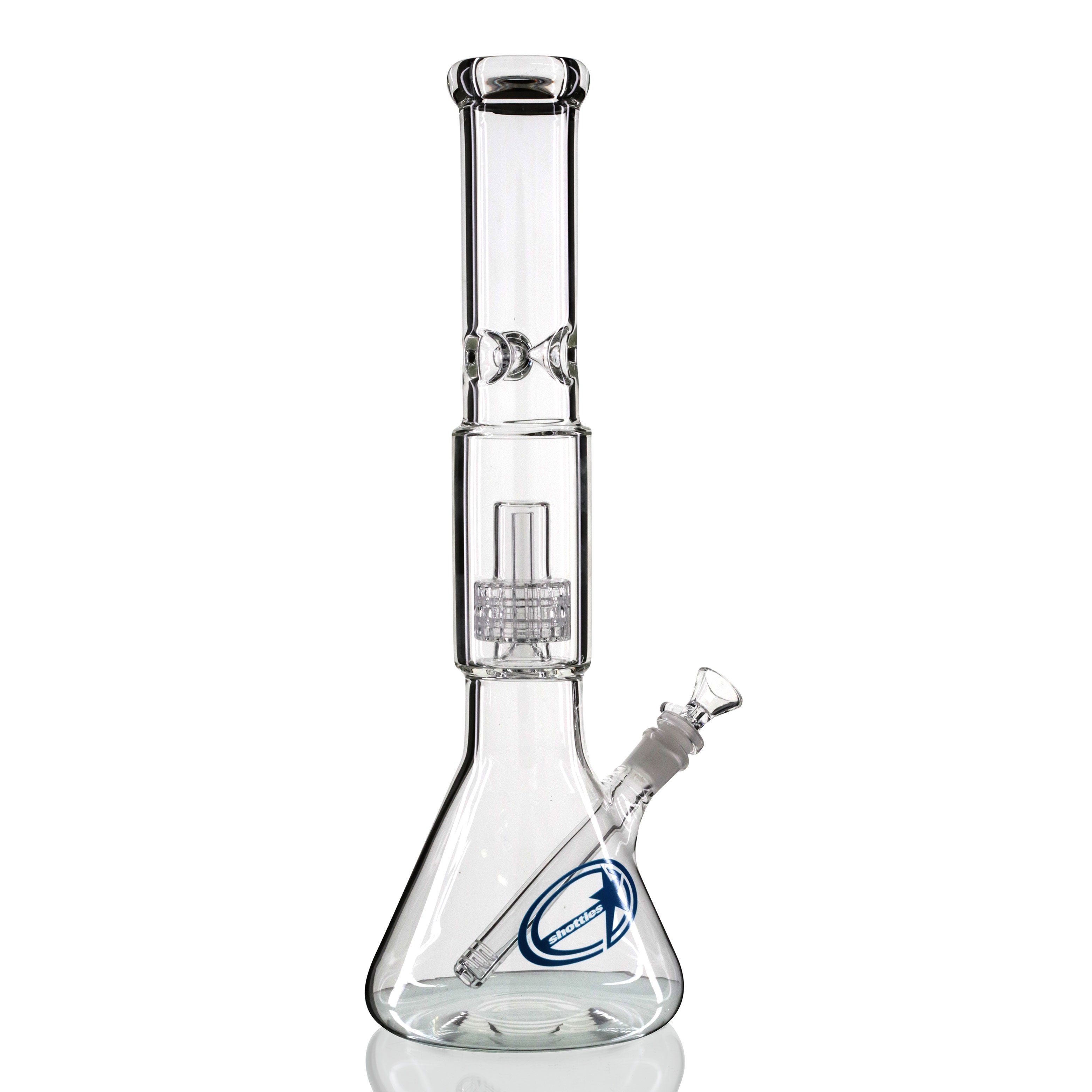 Shotties 40cm Glass Slit Fountain Beaker Bong - Clear back