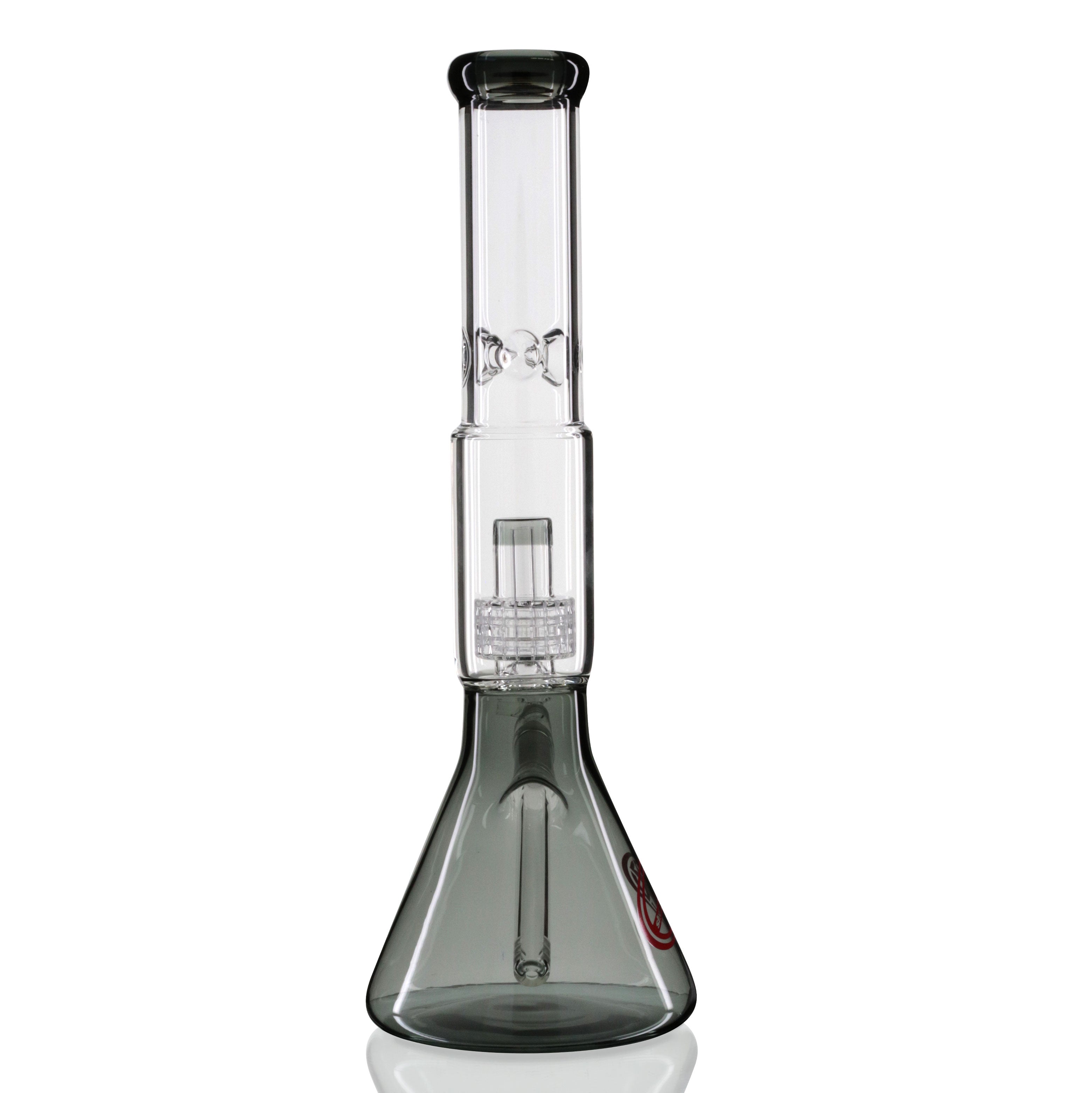 Shotties 40cm Glass Slit Fountain Beaker Bong - Clear/Smoke back