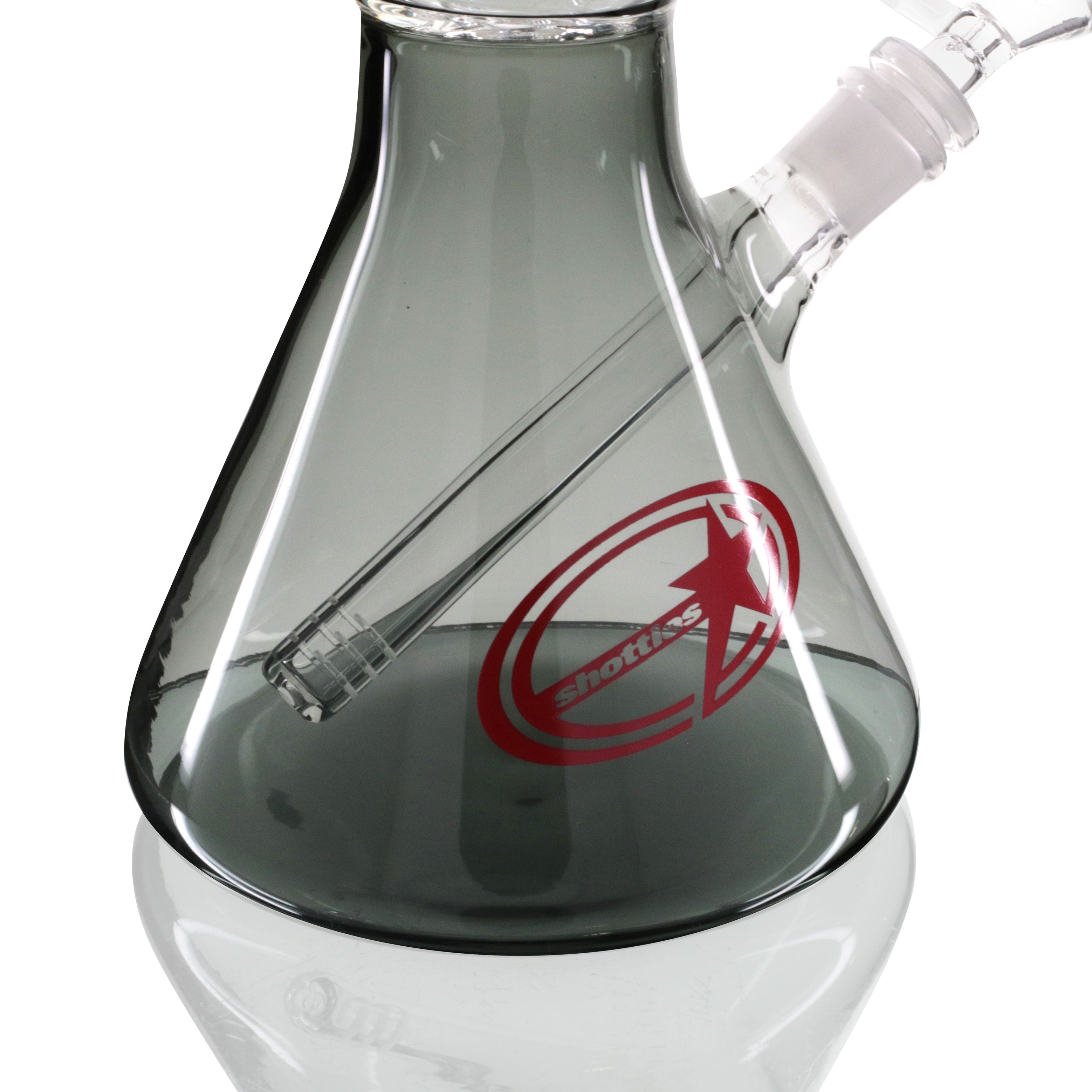 Shotties 40cm Glass Slit Fountain Beaker Bong - Clear/Smoke base logo