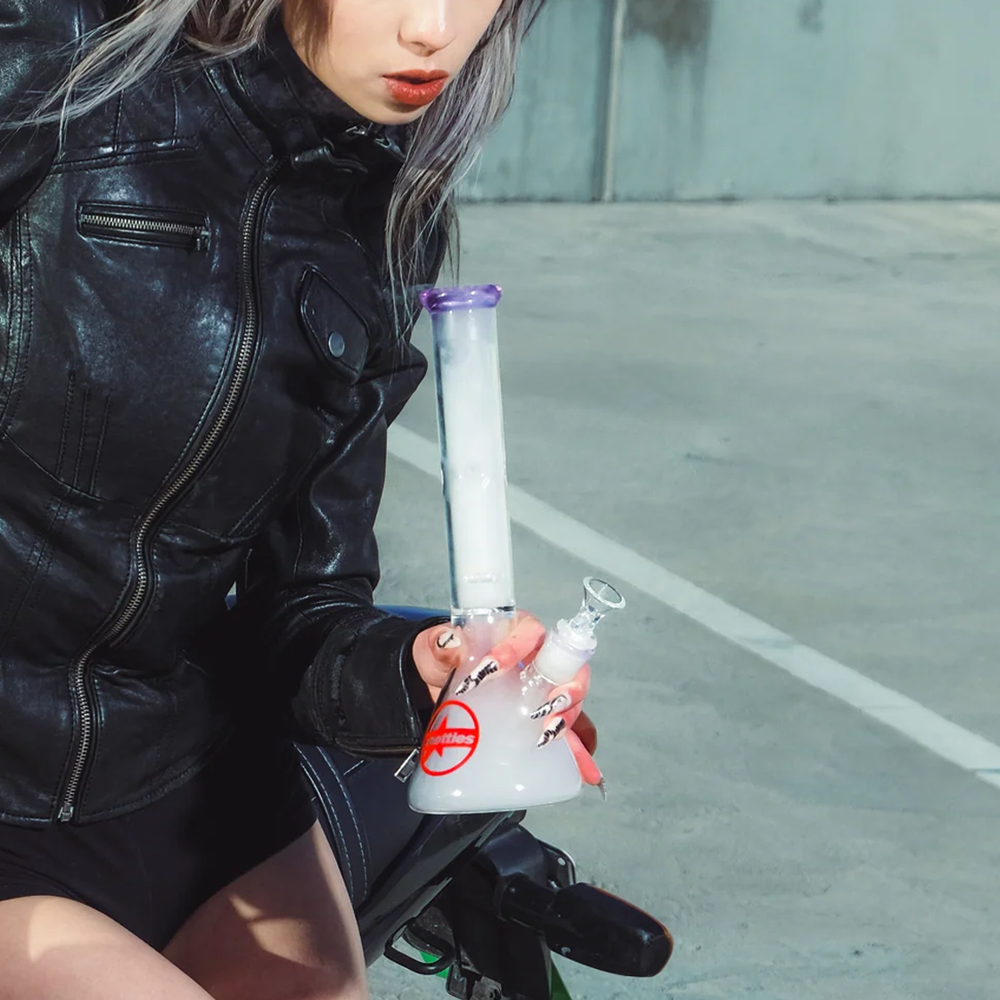 Shotties™ - 30cm Single Fountain Glass Beaker Bong -Clear/Smoke