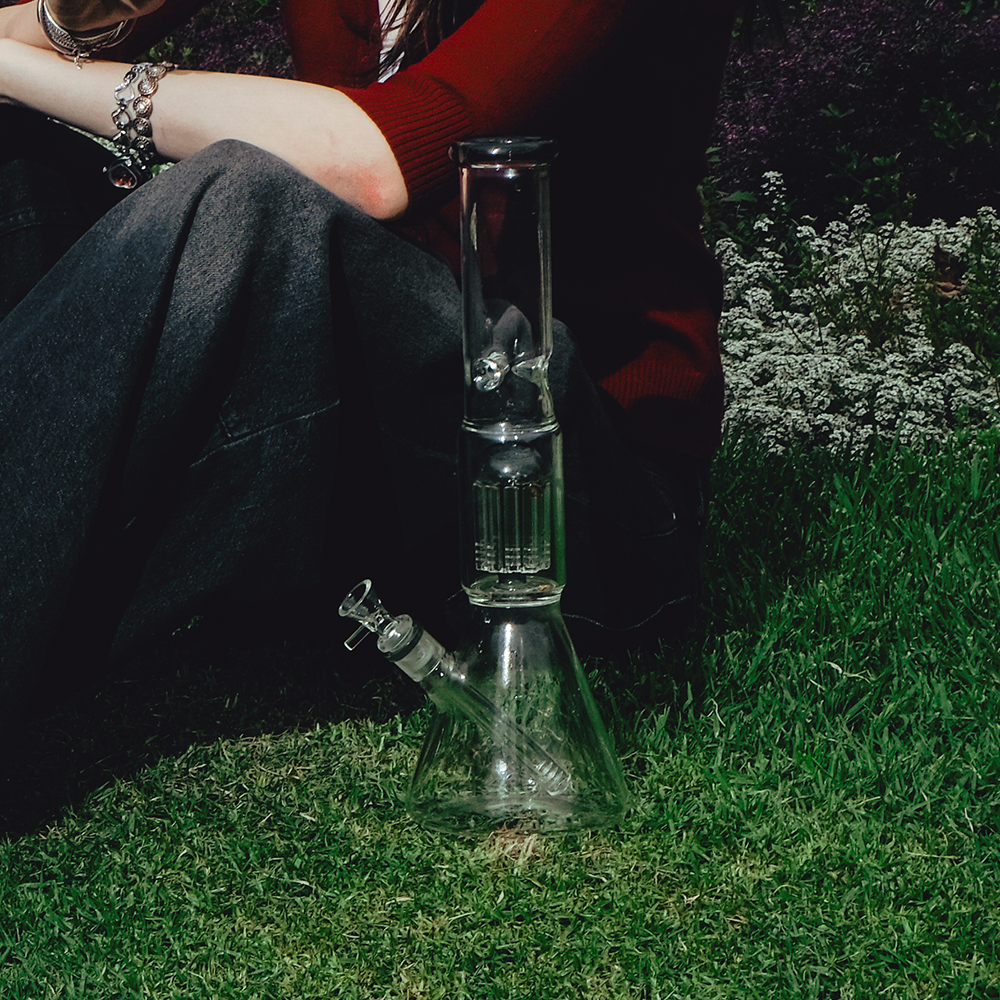 Shotties™ - 40cm Glass Multi Arm Perc Beaker Bong - Clear/Smoke