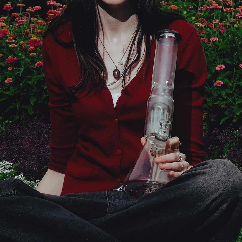 Shotties™ - 40cm Glass Multi Arm Perc Beaker Bong - Clear/Smoke